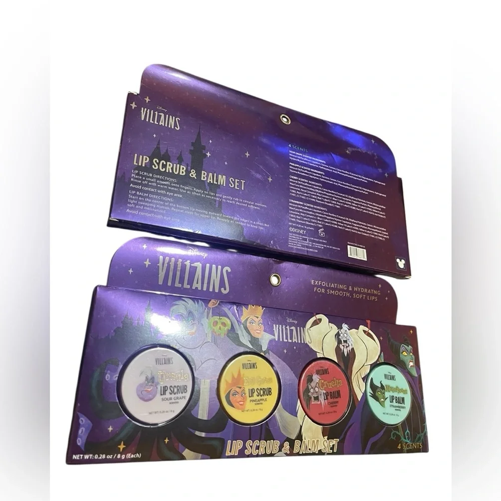 💚🌼NEW Disney Villains Lip Care Set - Purple, Yellow, Red, Blue